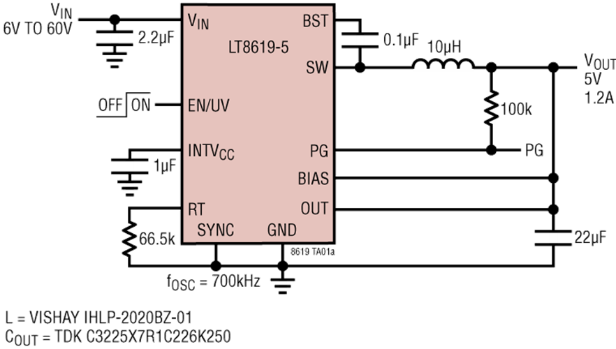 LT8619EDD#PBF/LT8619EMSE#PBF高效率單片式降壓型開關穩壓器