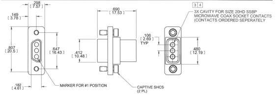 17500-4015S SSBP多同軸Micro-D電纜插頭長絕緣子SOUTHWEST