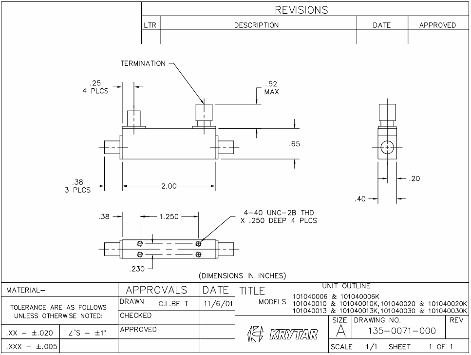 101040020/101040020K定向耦合器KRYTAR 101040020/101040020K定向耦合器KRYTAR
